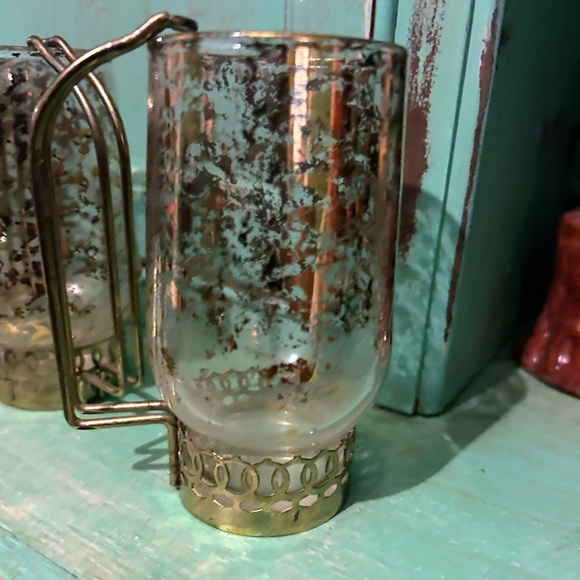 Set of Six Vintage Mid Century Modern Gold Fleck Glasses with Handles - Picture 11 of 11